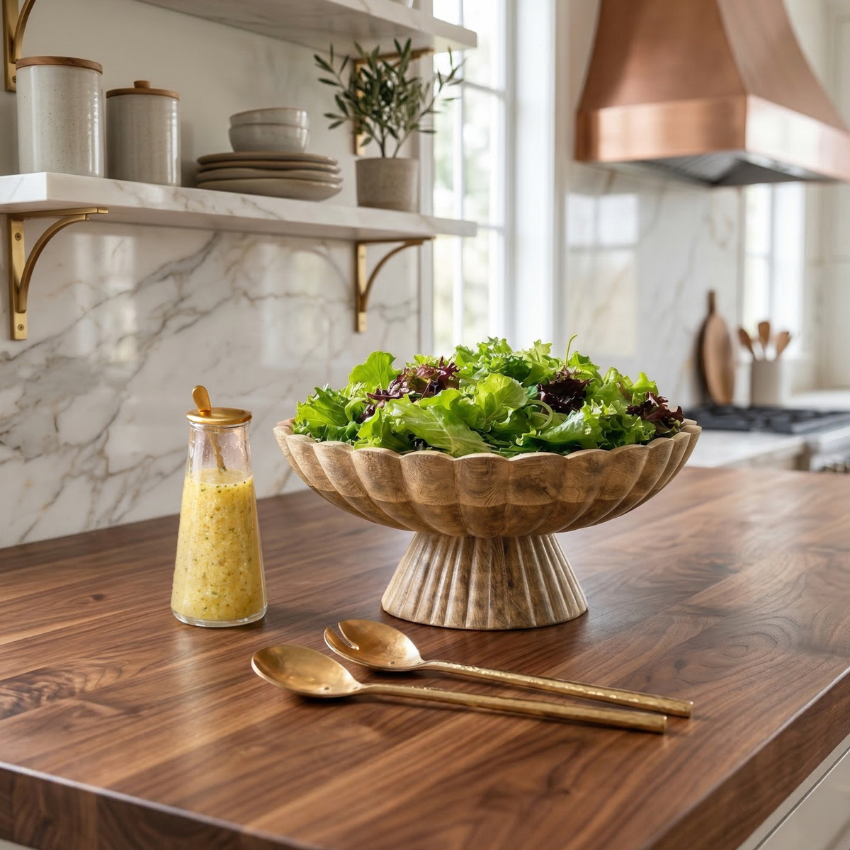 Fluted Pedestal Bowl - Natural