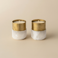 Alabaster and Brass Tealight Candle Holders - Pair