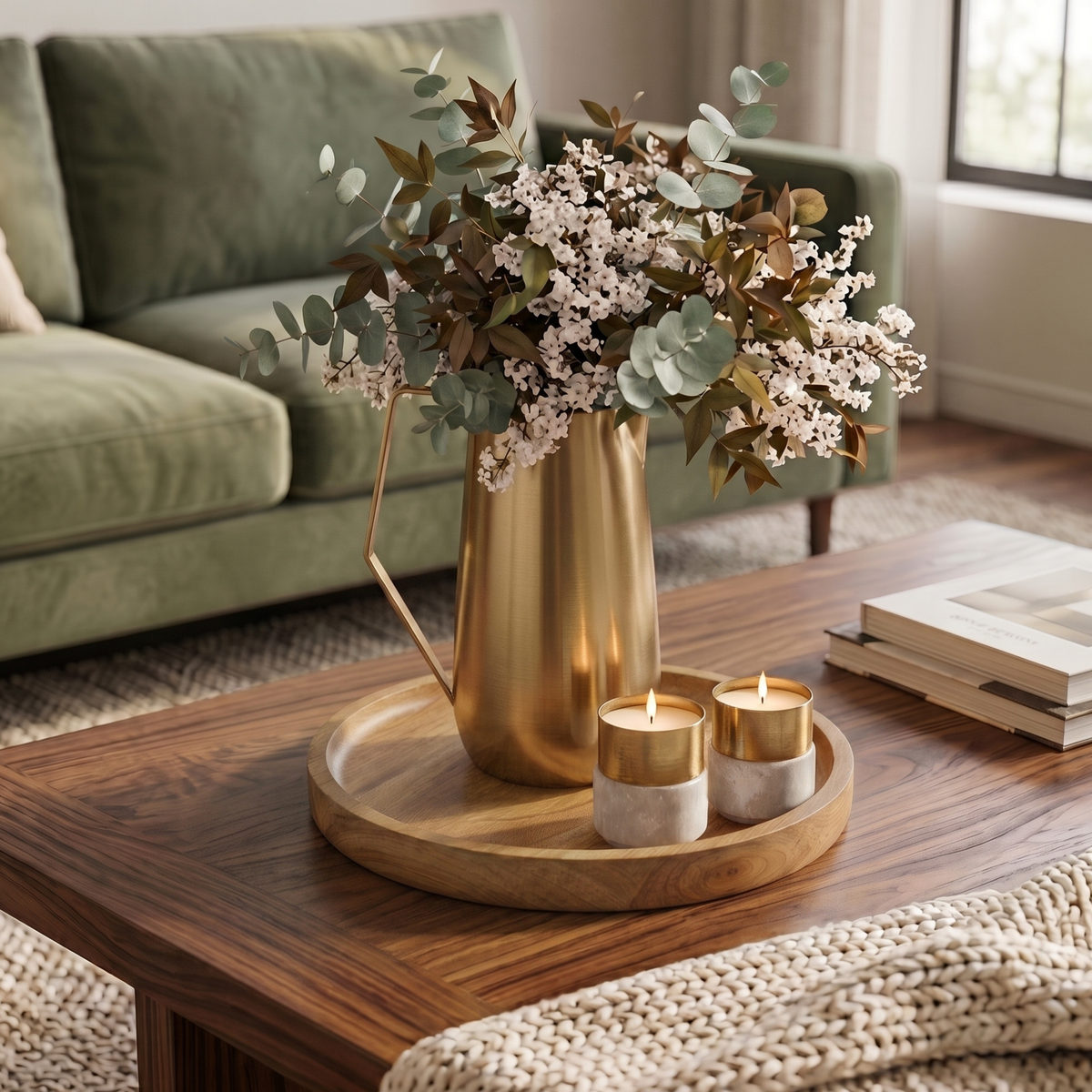 Alabaster and Brass Tealight Candle Holders - Pair