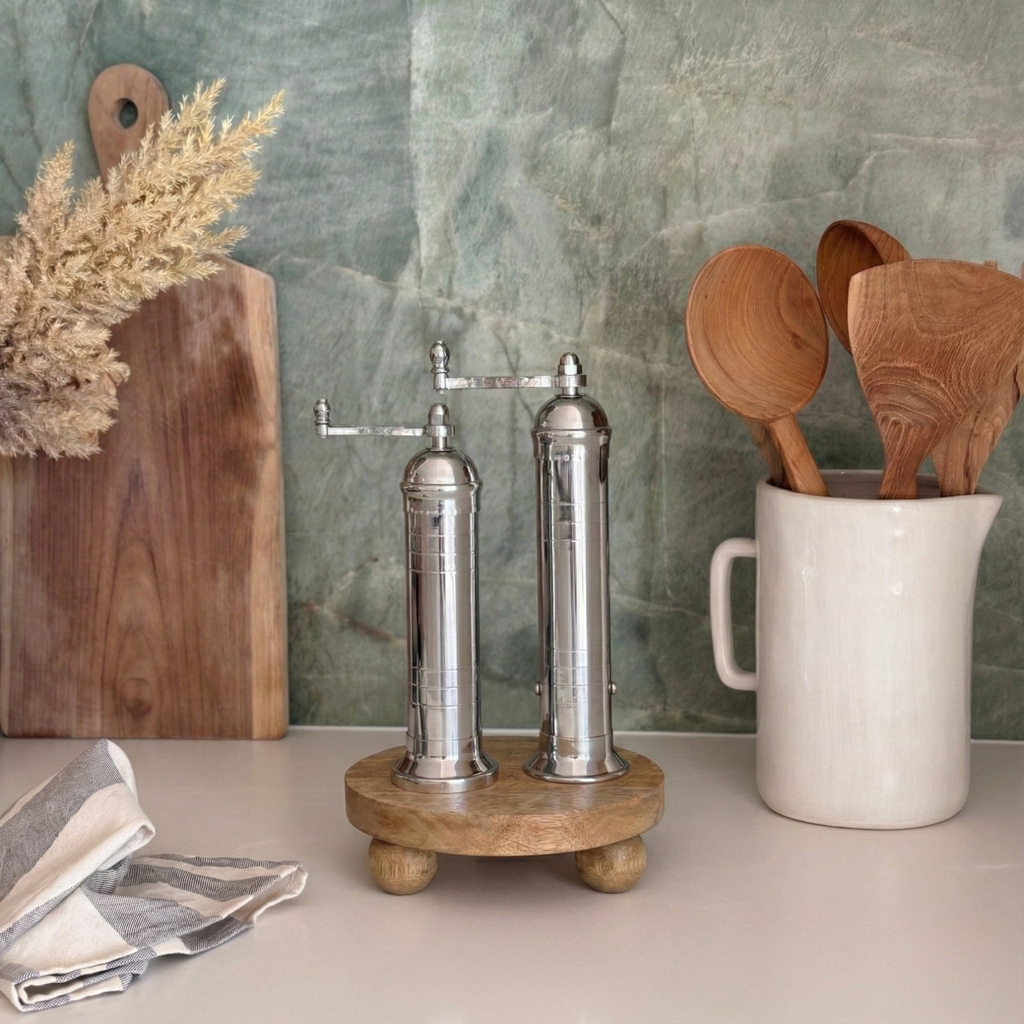 Chrome + Brass Mills Riser Set