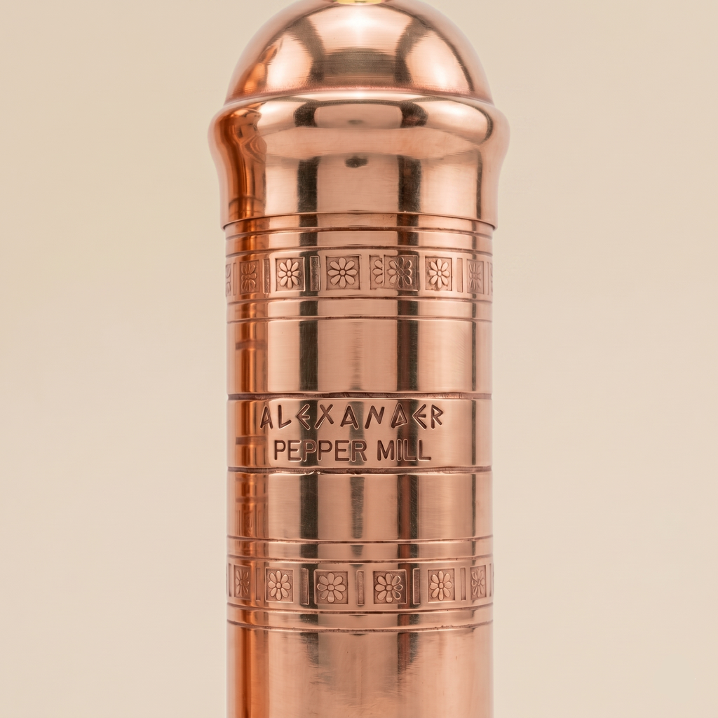 Copper + Brass Mills & Olive Wood Board Set