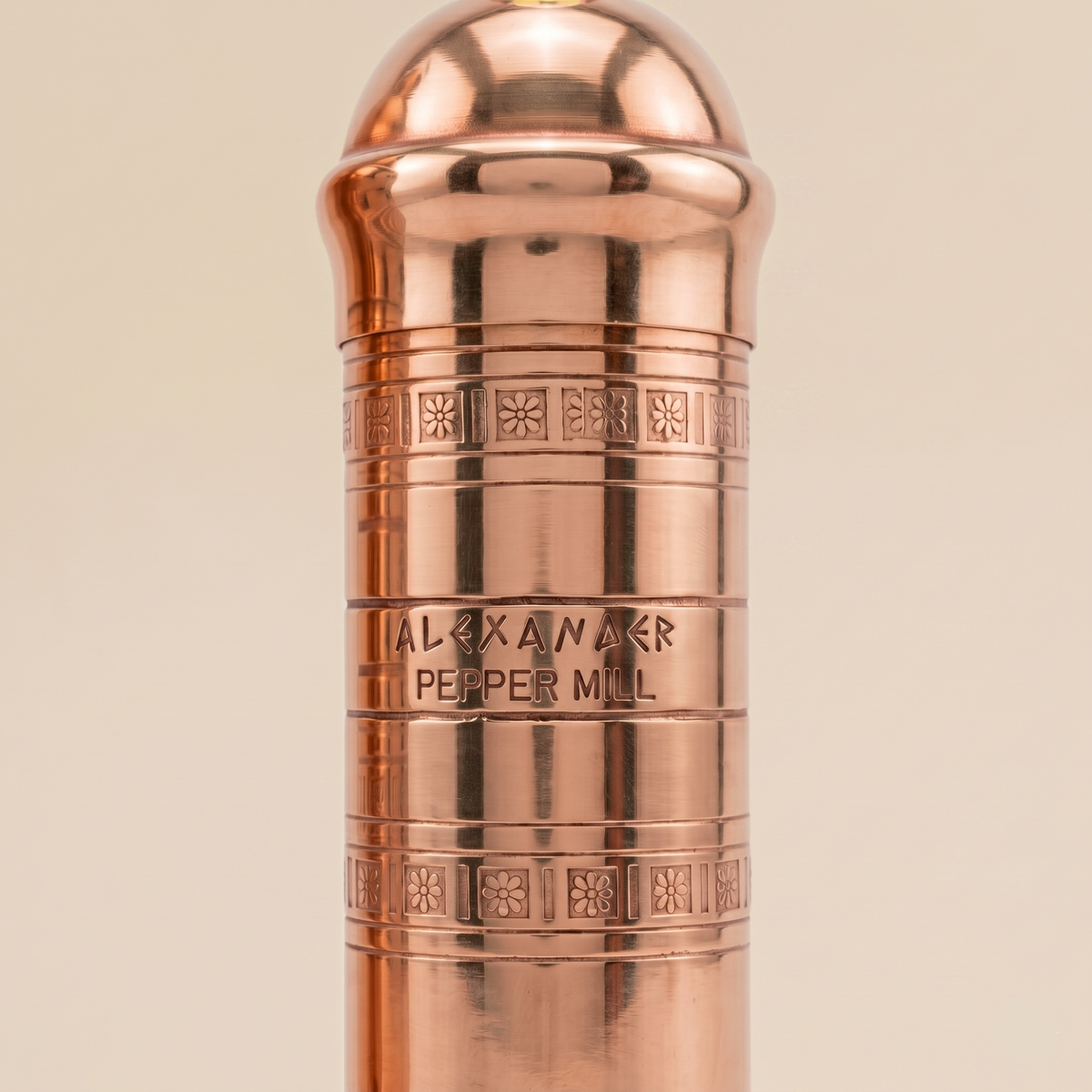 Copper + Brass Mills & Olive Wood Board Set