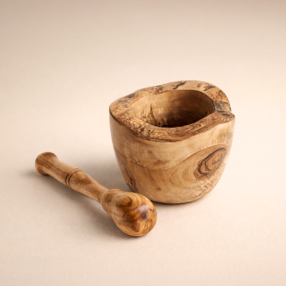 Rustic Olive Wood Mortar & Pestle