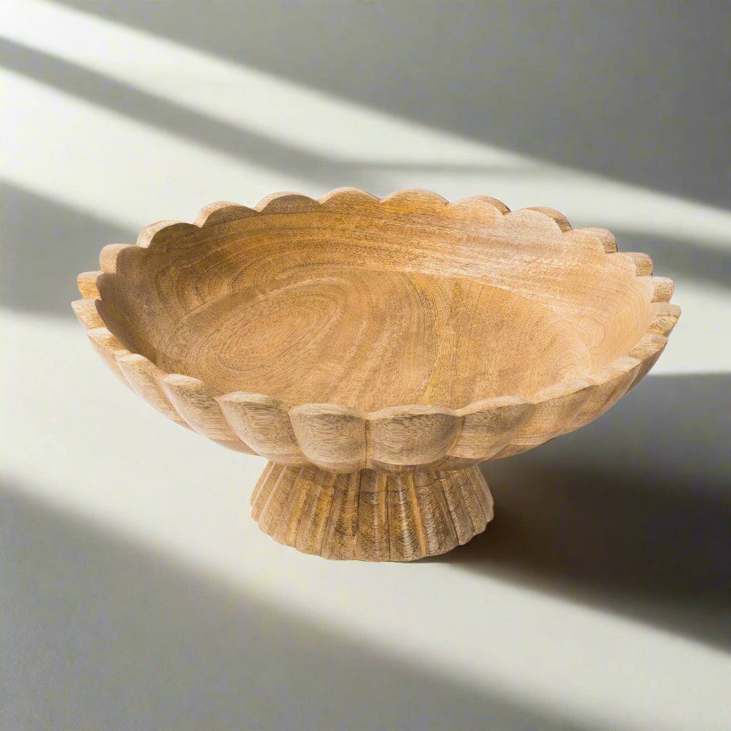 Fluted Pedestal Bowl - Natural